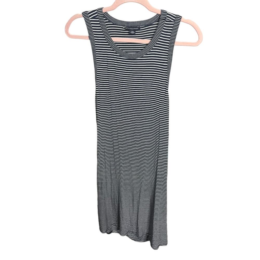 American Eagle navy blue white stripe sleeveless dress open back cutout large